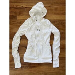 Lululemon Athletica Womens Stride I Hooded Jacket Ruched Detail White 4